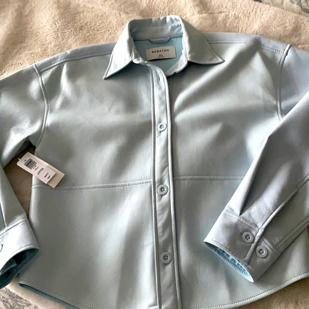NWT Aritzia Babaton Vegan Leather Cropped Shacket